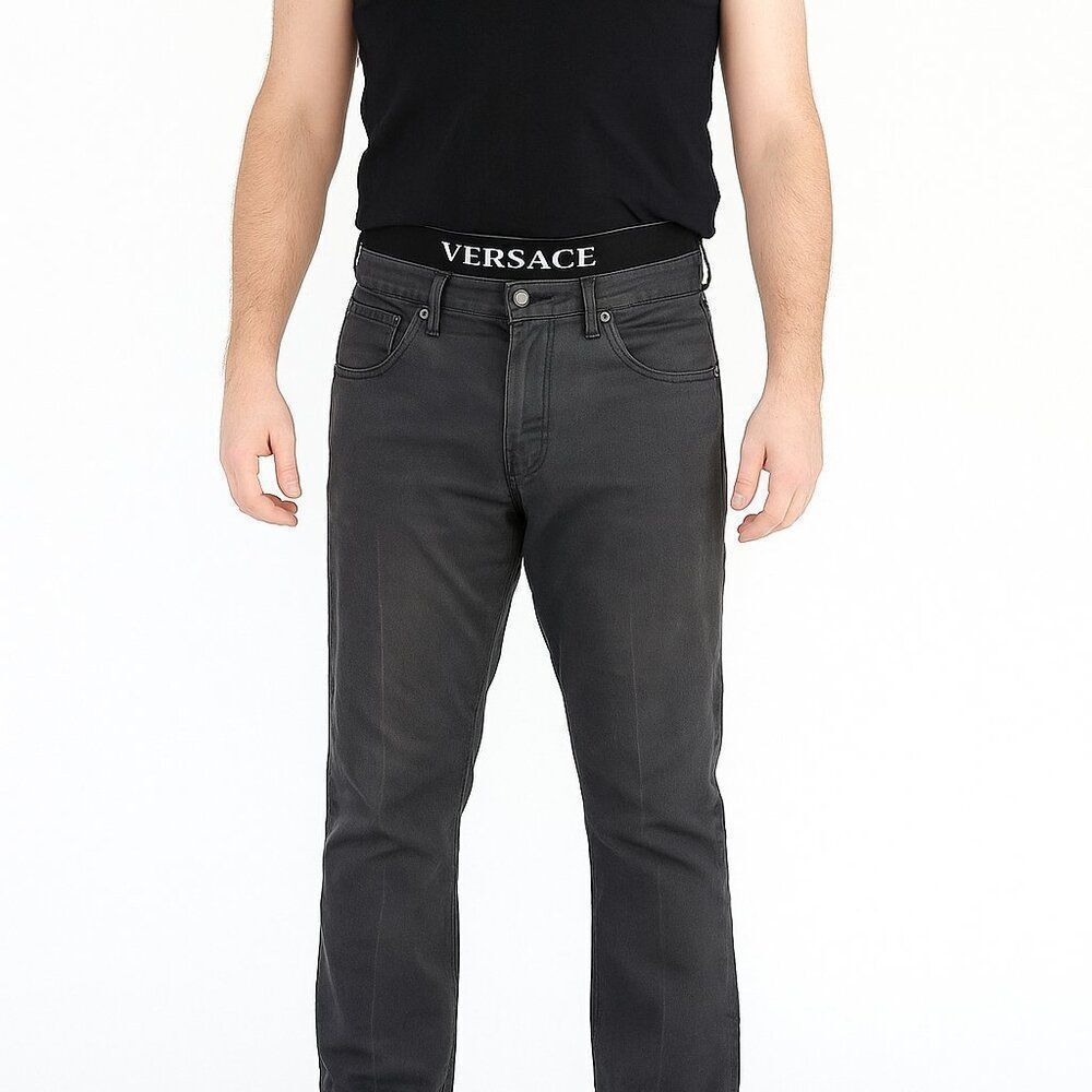 EUC Gianni Versace Jeans Pin Striped Faded Soft Black Gray Denim Jeans